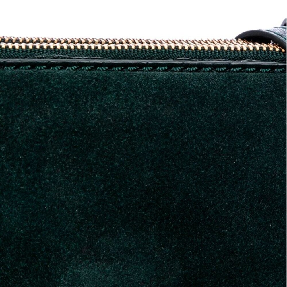 S Fossil Sage Green Leather Suede Crossbody Double-Zip SLG1322366 NWT Alligator - Picture 12 of 13